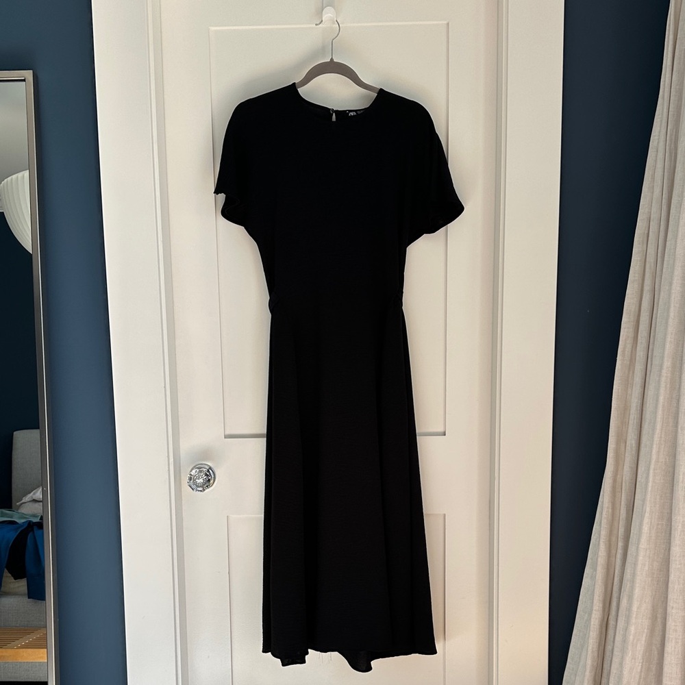 Zara Classic Black Midi Dress